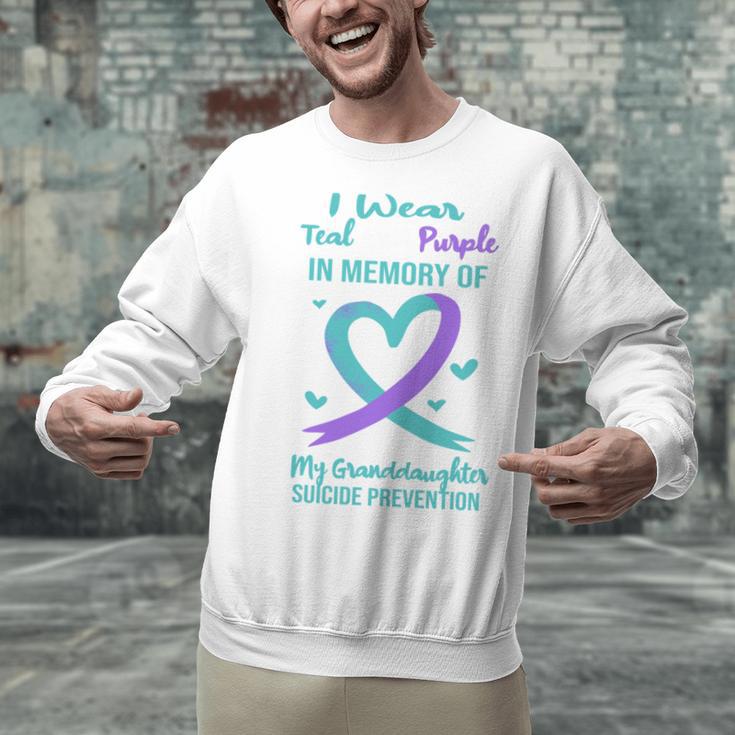 Teal Purple Memory Granddaughter Suicide Prevention Ribbon Unisex Sweatshirt