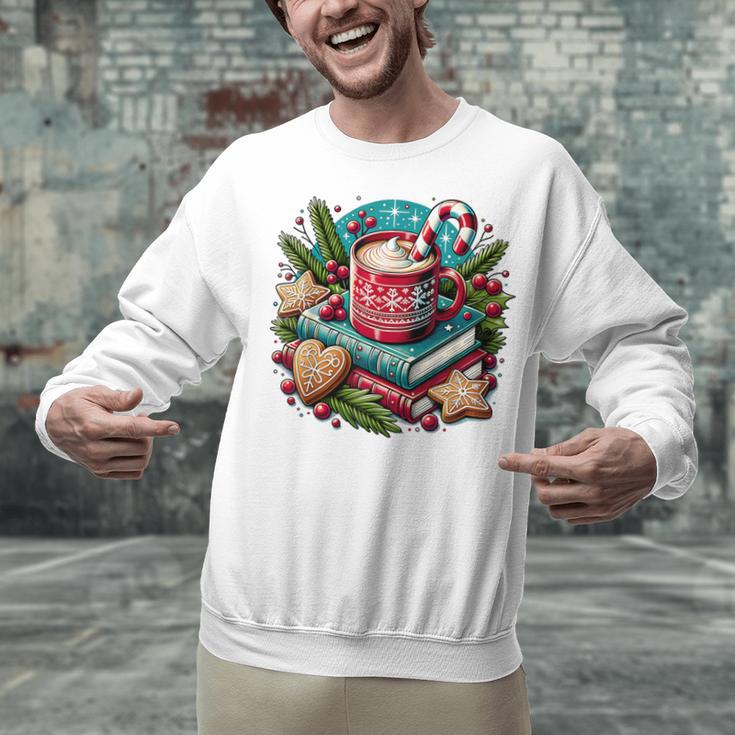 Vintage Cozy Winter Hot Cocoa Books Gingerbread Book Lovers Unisex Sweatshirt