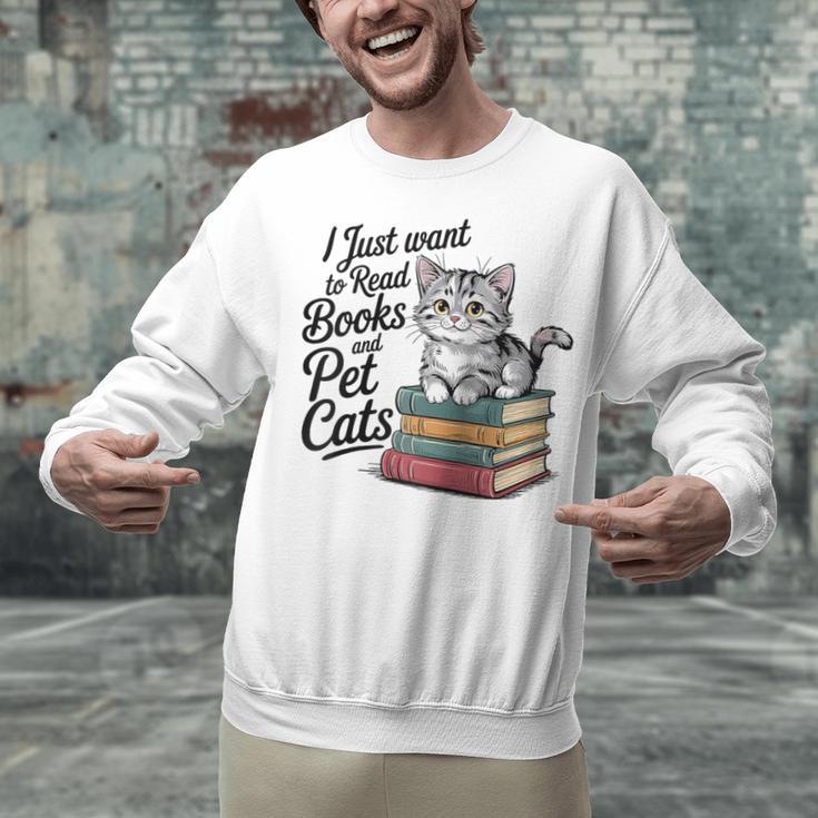Vintage I Just Want To Read Books And Pet Cats Cat Raglan Baseball Tee Unisex Sweatshirt Vintage I Just Want To Read Books And Pet Cats Cat Raglan Baseball Tee Unisex Sweatshirt