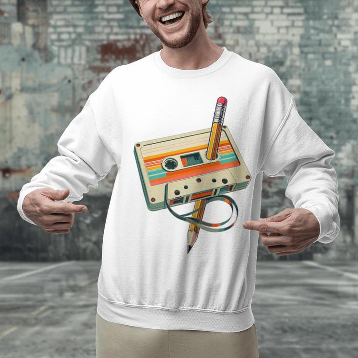 Vintage Pencil Rewind Cassette Tape Nostalgia Party 80s 90s Premium Unisex Sweatshirt