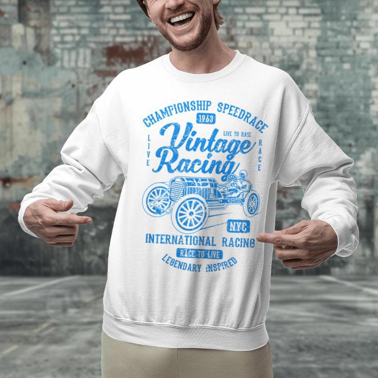Vintage Racing Automotive Nostalgia Distressed Car Premium Tri-Blend Unisex Sweatshirt