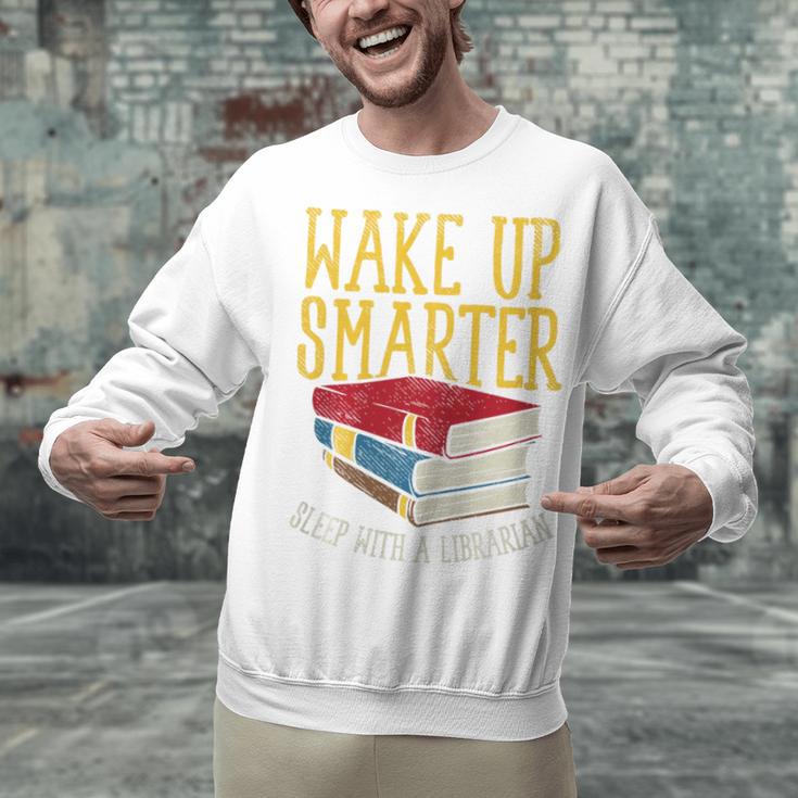 Wake Up Smarter Librarian Book Stack Premium Tri-Blend Unisex Sweatshirt