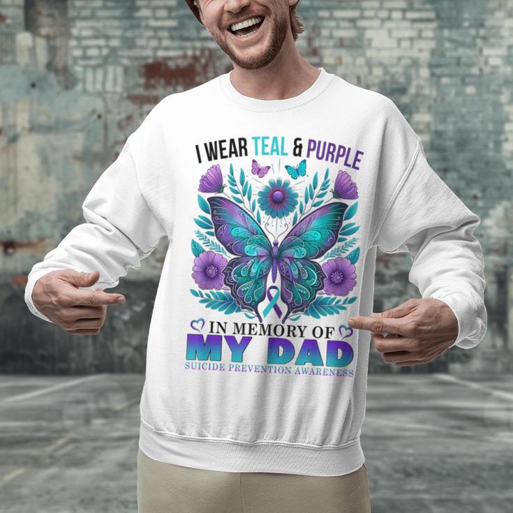 I Wear Teal Purple In Memory Of My Dad Suicide Awareness Unisex Sweatshirt