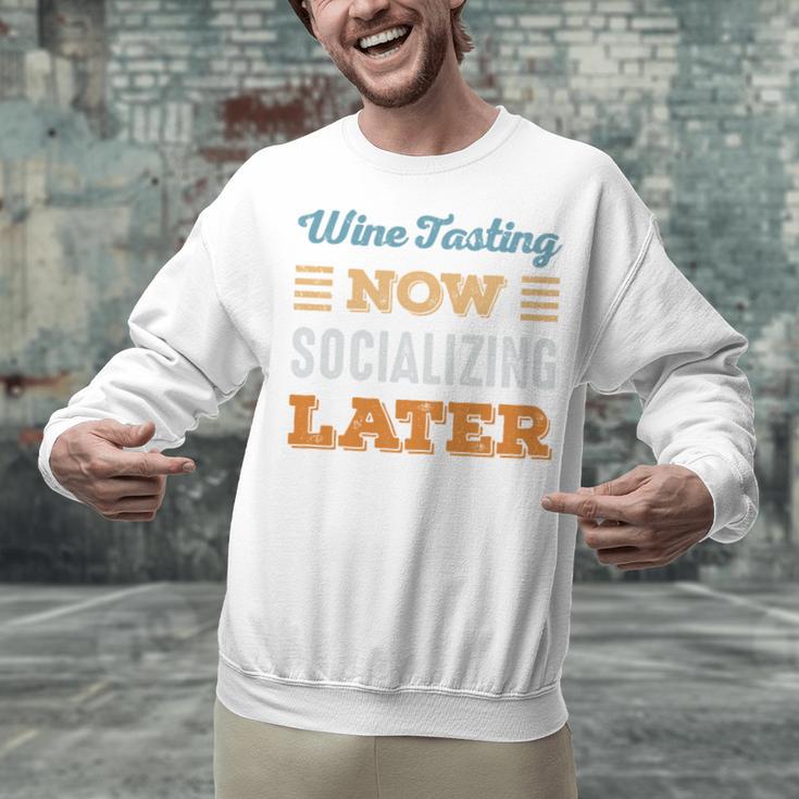 Wine Tasting Now Minimal Socializing Introvert Vintage Unisex Sweatshirt Wine Tasting Now Minimal Socializing Introvert Vintage Unisex Sweatshirt
