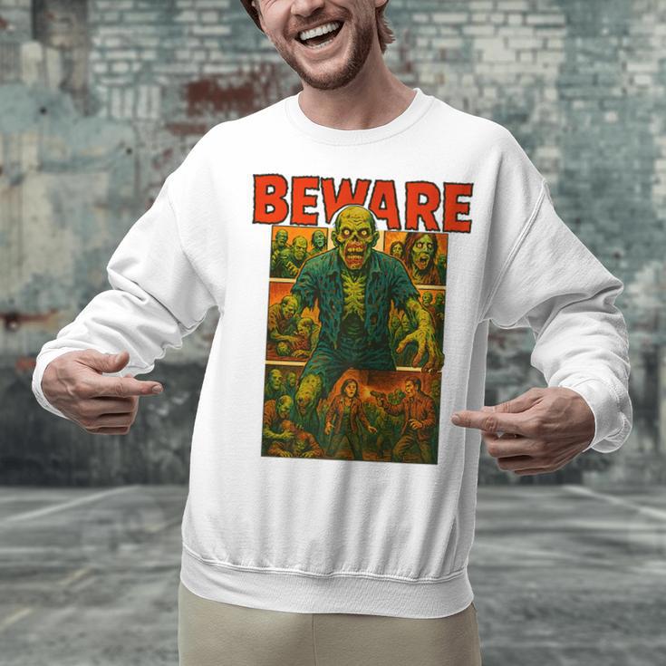 Zombie Tee Horror Movie Poster Vintage Comic Book Graphic Premium Unisex Sweatshirt
