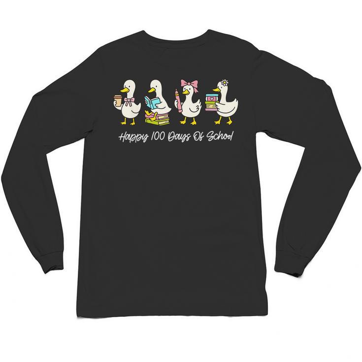 100 Days Of School Cute Goose Coffee Books Teacher Life Unisex Long Sleeve T-Shirt