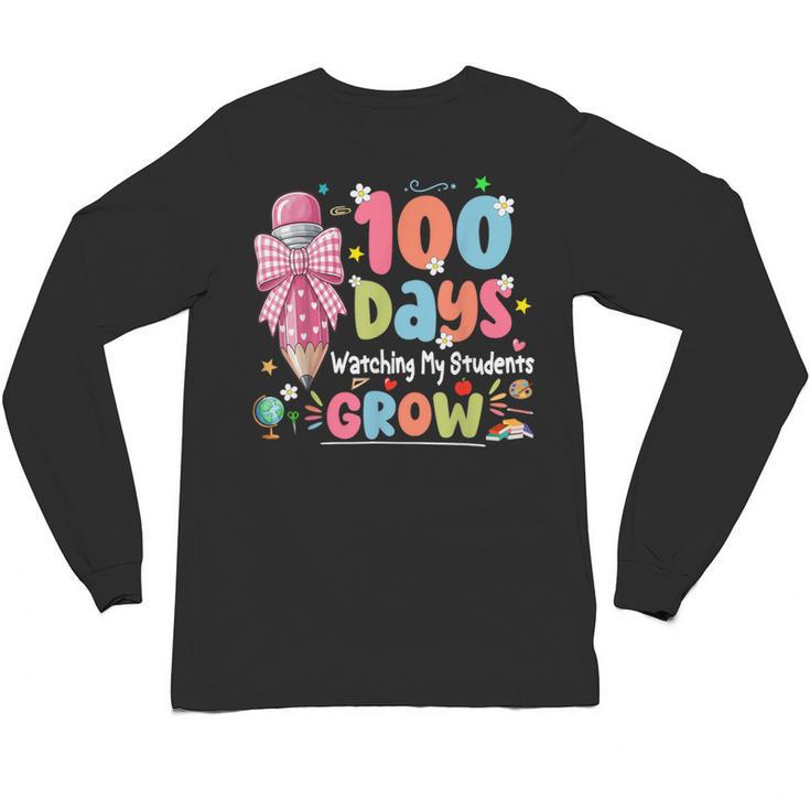 100th Day Of School Teacher Women Floral Books Unisex Long Sleeve T-Shirt