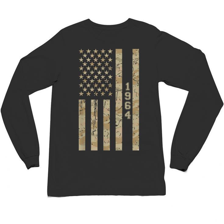 1964 Year Nostalgia Desert Camo Distressed American Flag Unisex Long Sleeve T-Shirt