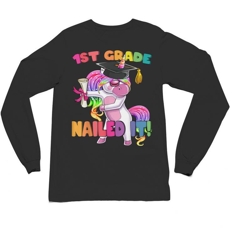 1st Grade Nailed It Flossing Unicorn Graduation Shirt Unisex Long Sleeve T-Shirt