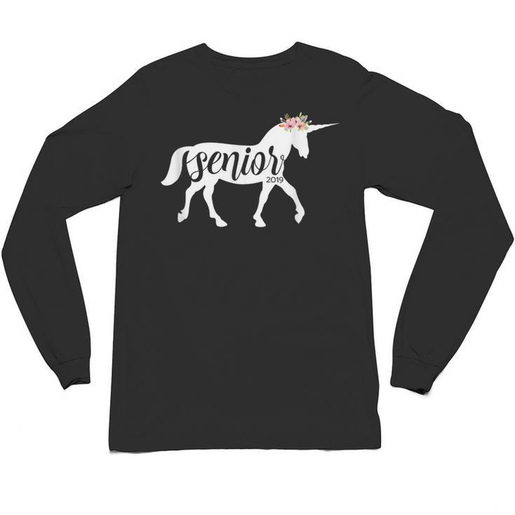 2019 Senior Unicorn Shirt Graduation High School College Unisex Long Sleeve T-Shirt