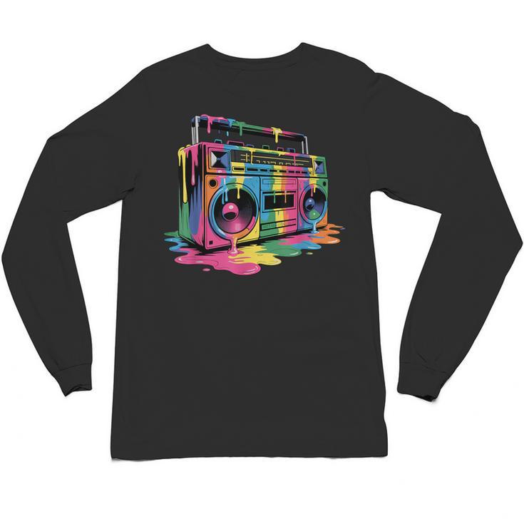 80s 90s Hip Hop Nostalgia Retro Boombox Music Lovers Unisex Long Sleeve T-Shirt
