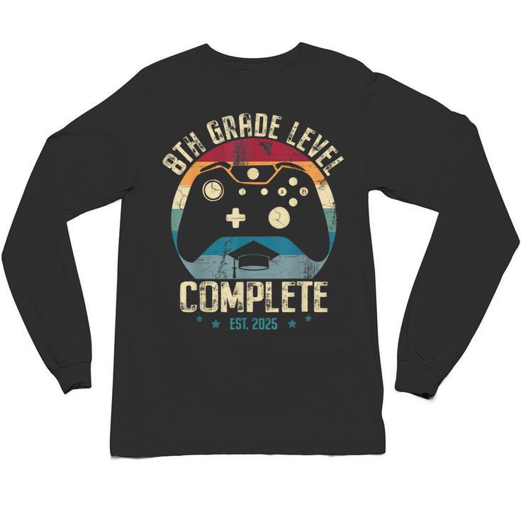 8th Grade Level Complete Gamer Class Of 2025 Graduation Boy Unisex Long Sleeve T-Shirt