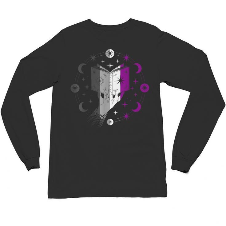 Ace Pride Book With Stars Moons And Magic Hand Unisex Long Sleeve T-Shirt