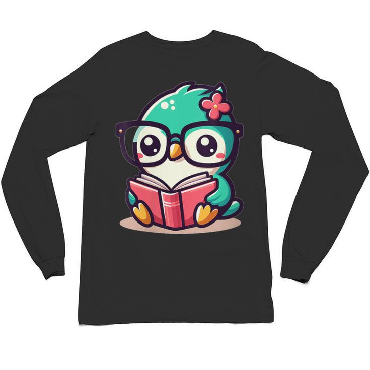 Adorable Book Lover Humming Bird With Reading Glasses Cute Unisex Long Sleeve T-Shirt