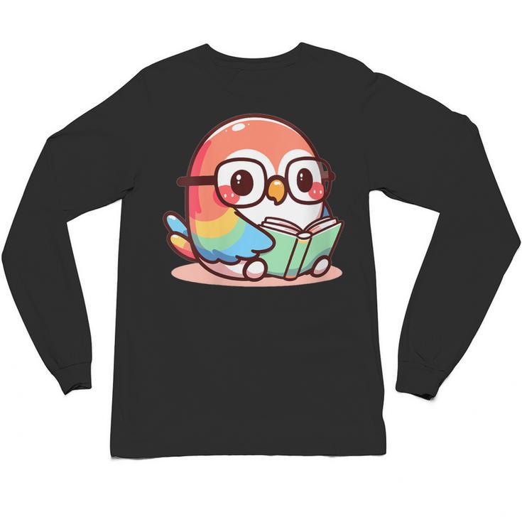 Adorable Book Lover Parrot With Reading Glasses Cute Unisex Long Sleeve T-Shirt