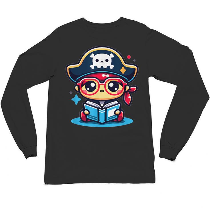 Adorable Book Lover Pirate With Reading Glasses Cute Unisex Long Sleeve T-Shirt