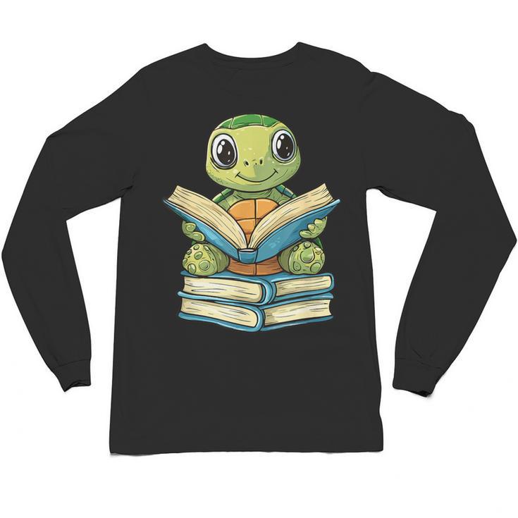 Adorable Turtle Reading Books Unisex Long Sleeve T-Shirt
