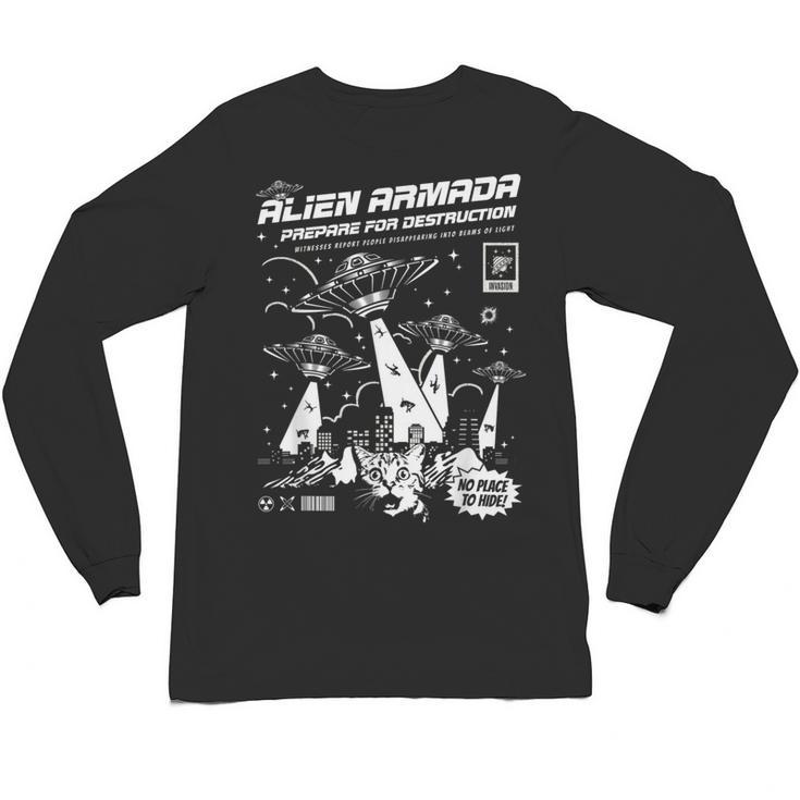 Alien Abduction UFO Lovers Comic Book Style Shirt Unisex Long Sleeve T-Shirt
