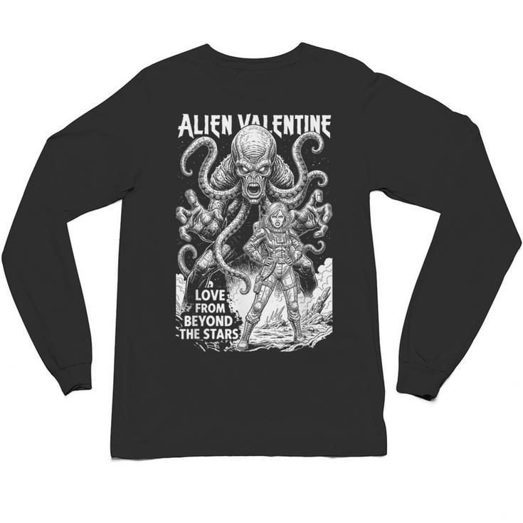 Alien Valentine Science Fiction Vintage Comic Book Unisex Long Sleeve T-Shirt