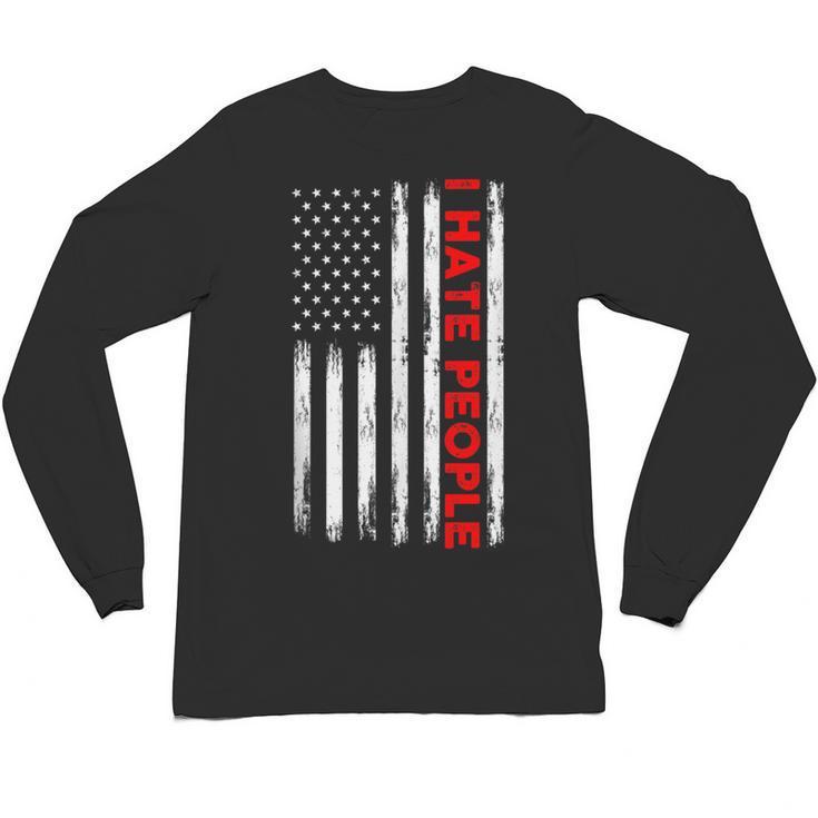 American Flag Loner Geeks Antisocial For Introvert Pride Unisex Long Sleeve T-Shirt