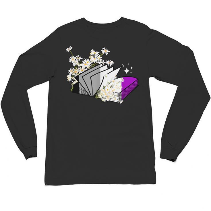 Asexual Book Lover LGBT Reading Pride Ace Flag Daisy Unisex Long Sleeve T-Shirt