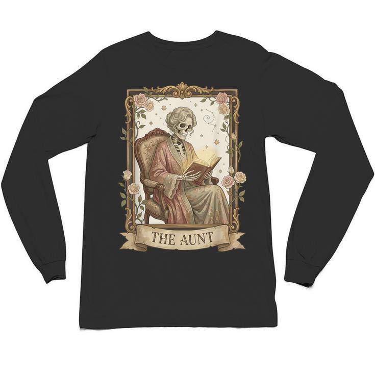 The Aunt Tarot Card Women Skeleton Aunty Book Lover Unisex Long Sleeve T-Shirt