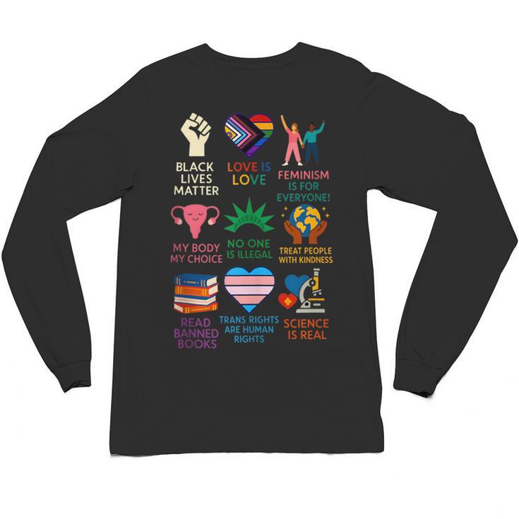 BLM Human Rights Feminism Trans Science Books LGBTQ Kindness Unisex Long Sleeve T-Shirt