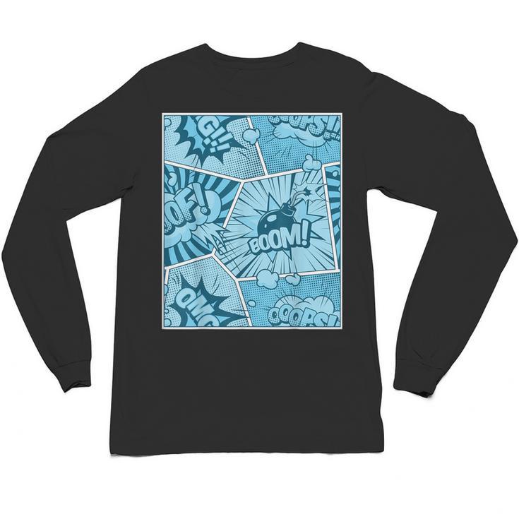 Blue Comic Book Blue Graphic Unisex Long Sleeve T-Shirt