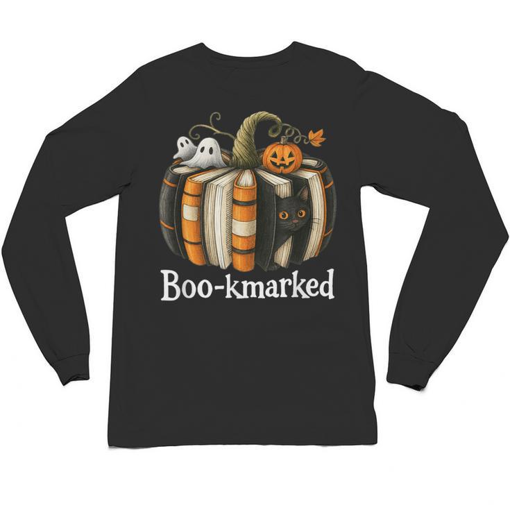 Boo-Kmarked Fall Pumpkin Books Halloween Teacher Teaching Unisex Long Sleeve T-Shirt