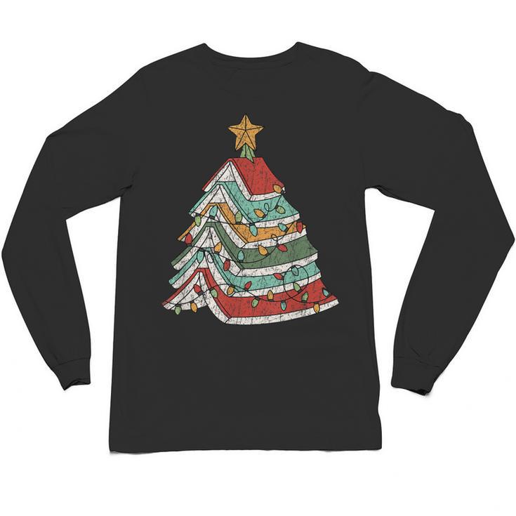 Book Christmas Tree For Librarians Book Lovers Unisex Long Sleeve T-Shirt