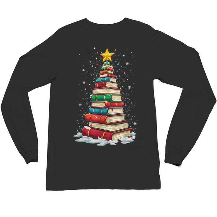 Book Christmas Tree Book Lover Teacher Librarian Unisex Long Sleeve T-Shirt