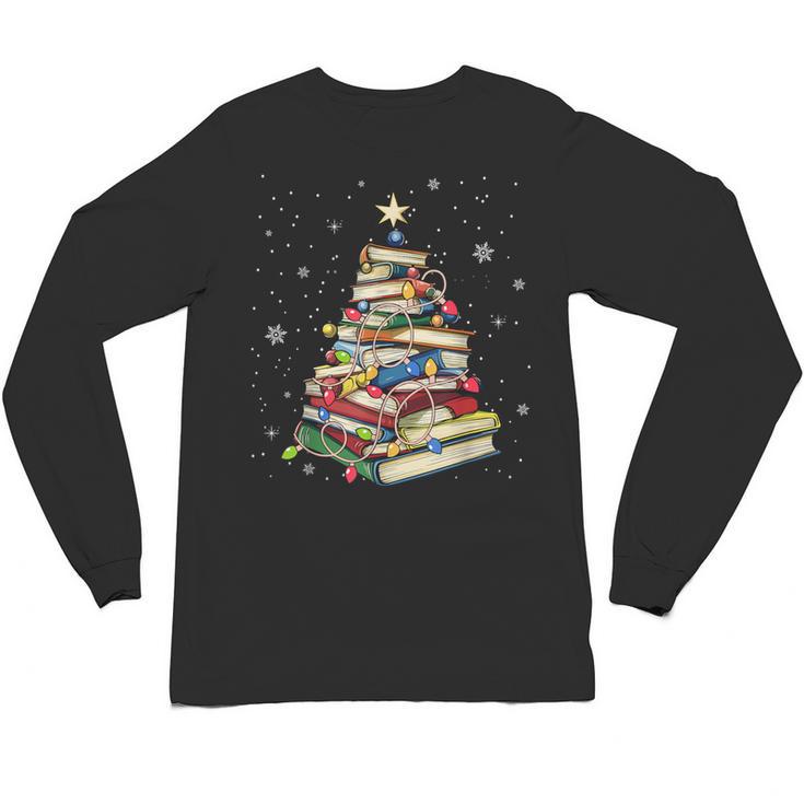 Book Christmas Tree Teacher Book Lover Crew Neck Modern Classic Christmas Small Short Sleeve -Adults -Kids Unisex Long Sleeve T-Shirt
