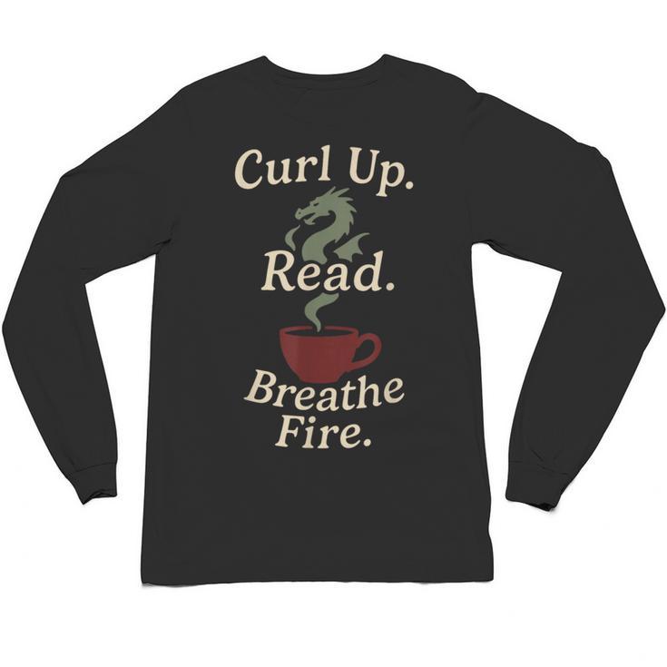 Book Dragon Fantasy Reader Cozy Reading Book Lover Dragon Unisex Long Sleeve T-Shirt