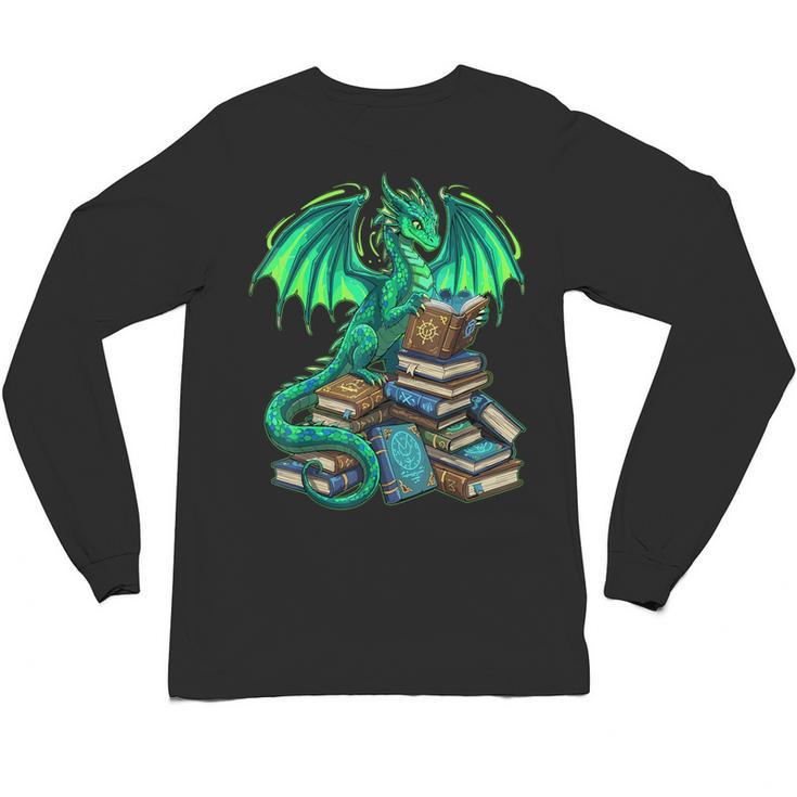 Book Dragon Reading Fantasy Unisex Long Sleeve T-Shirt