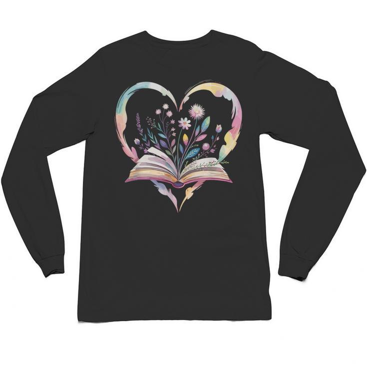 Book Lover Heart Shaped Reading Art Bookworm Unisex Long Sleeve T-Shirt