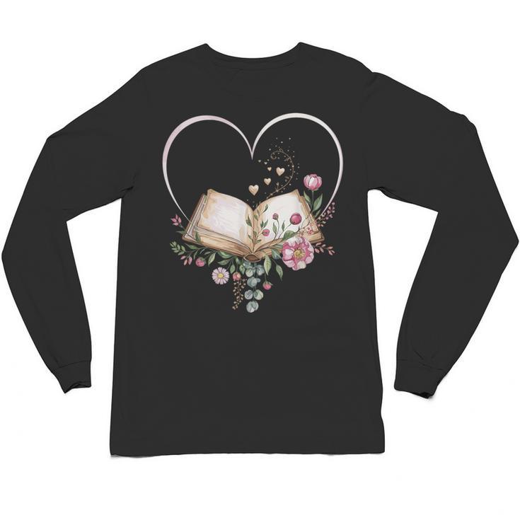 Book Lover Heart Shaped Reading Art Librarian Unisex Long Sleeve T-Shirt