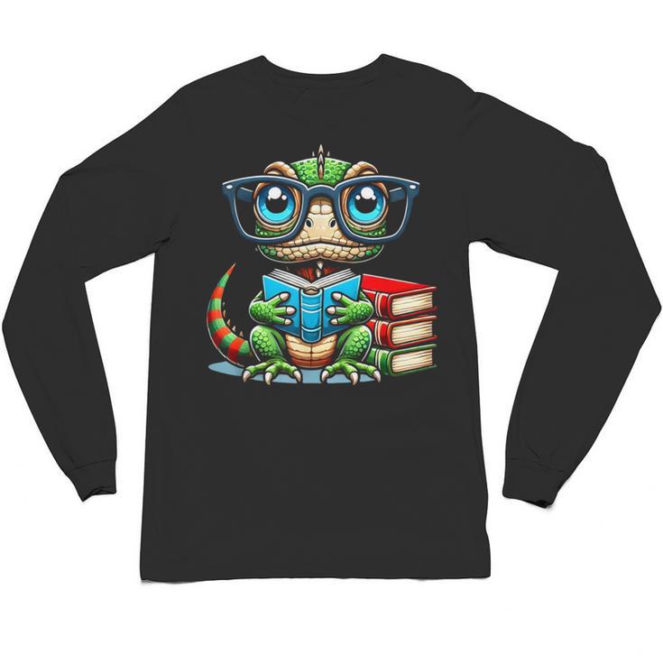 Book Lover Reading Iguana Unisex Long Sleeve T-Shirt