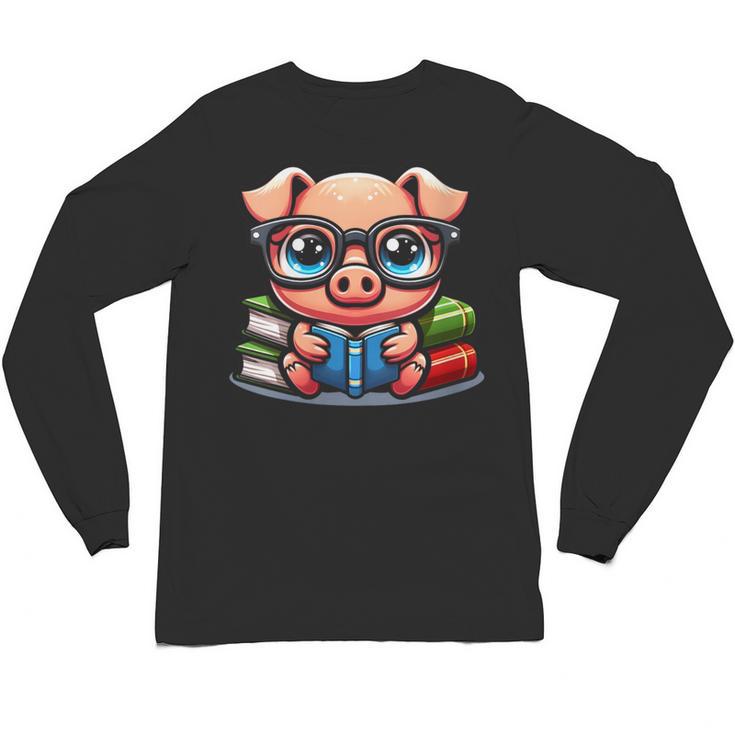 Book Lover Reading Pig Unisex Long Sleeve T-Shirt