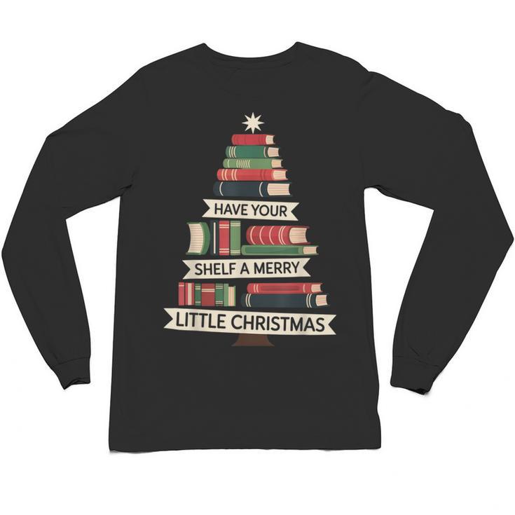 Book Merry Little Christmas Tree Holiday Unisex Long Sleeve T-Shirt
