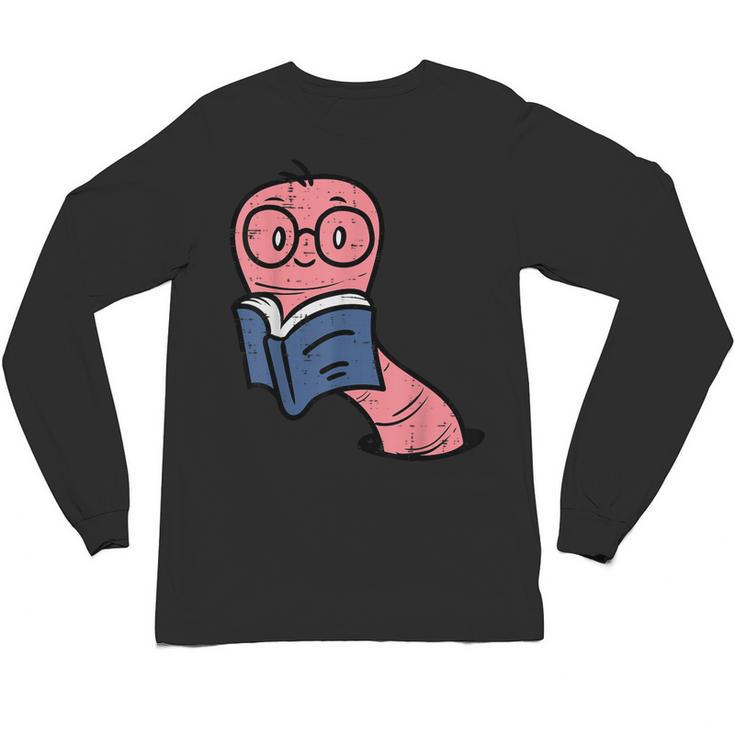 Book Worm Pun Read Reading Librarian America Men Women Kids Unisex Long Sleeve T-Shirt