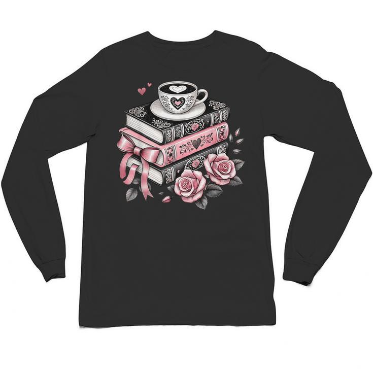 All Booked For Valentine's Coquette Bow Books Teacher Girly Unisex Long Sleeve T-Shirt