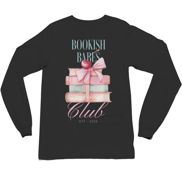 Bookish Babes Club Cute Pink Book Stack With Bow Unisex Long Sleeve T-Shirt