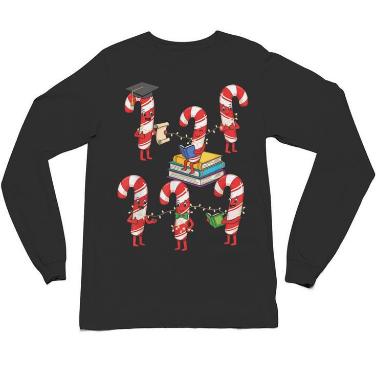 Bookmas Christmas Books Shirt Candy Cane Bookworm Unisex Long Sleeve T-Shirt