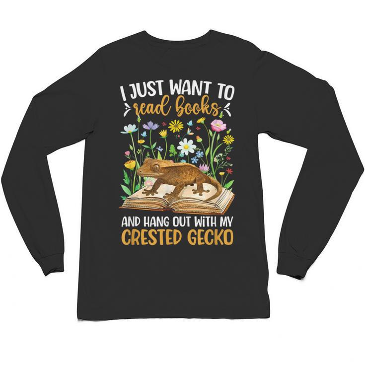Books And Crested Gecko Owner Crestie Lover Unisex Long Sleeve T-Shirt