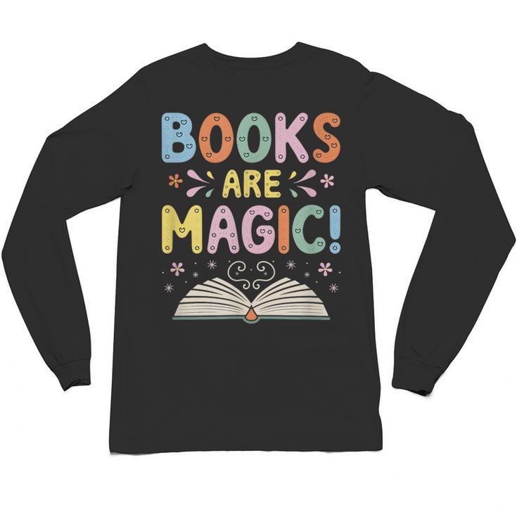 Books Are Magic Whimsical Retro Bookworm Unisex Long Sleeve T-Shirt