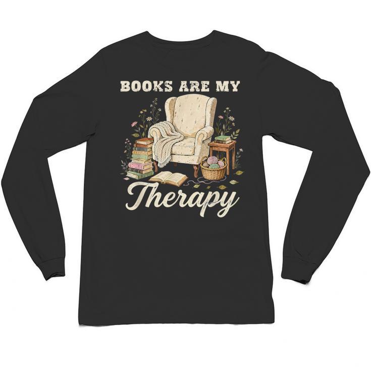Books Are My Therapy Cozy Reading Chair Artwork Unisex Long Sleeve T-Shirt