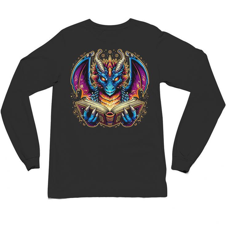 Bookworm Dragon Reading Book Lover Unisex Long Sleeve T-Shirt