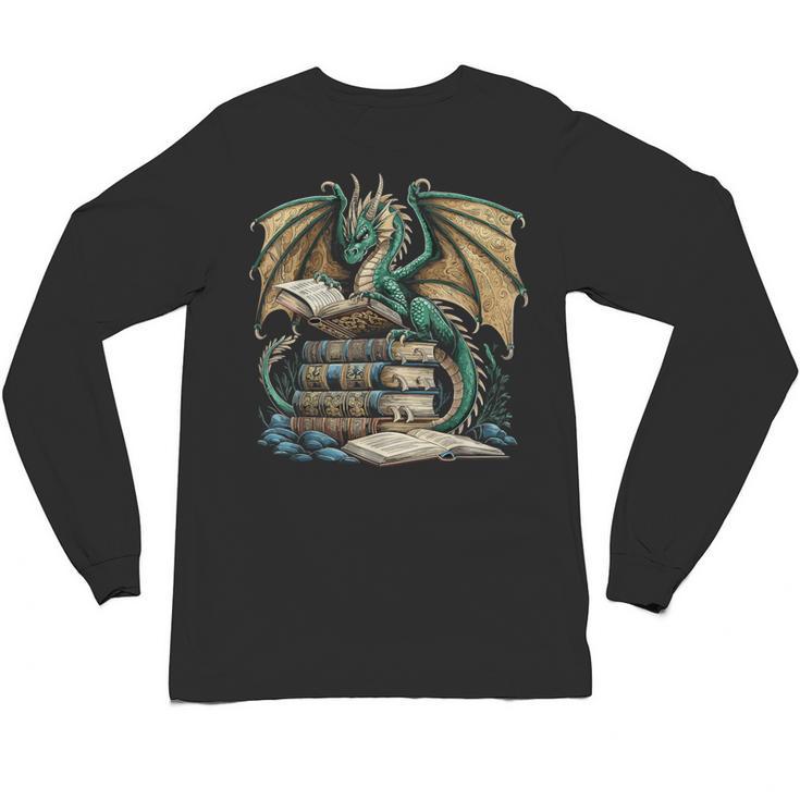 Bookworm Dragons Reading Book Dragons And Books Unisex Long Sleeve T-Shirt