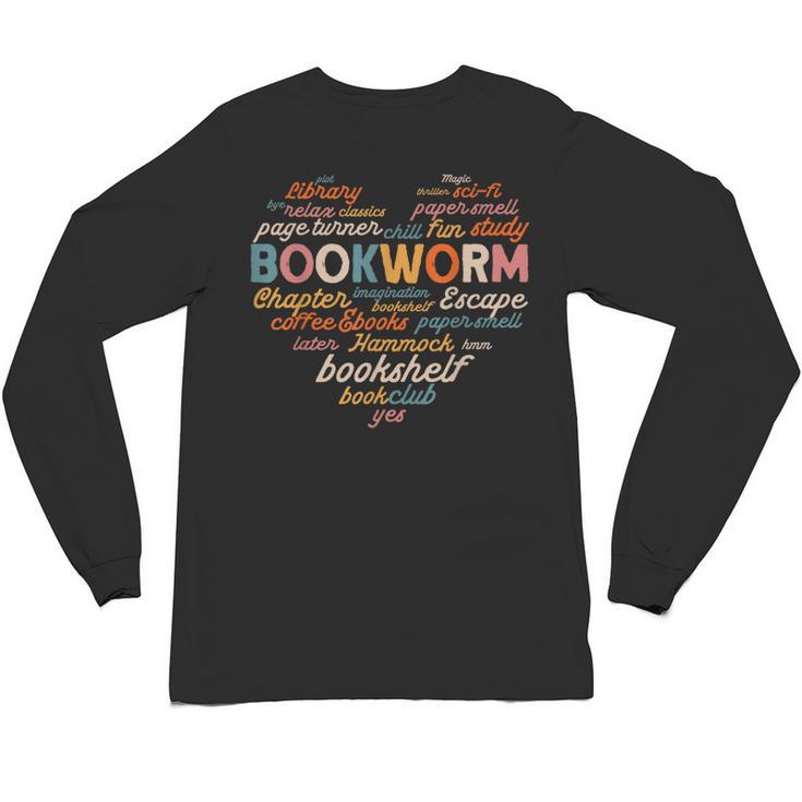 Bookworm Words Heart Book Lover Reader Reading Fun Unisex Long Sleeve T-Shirt