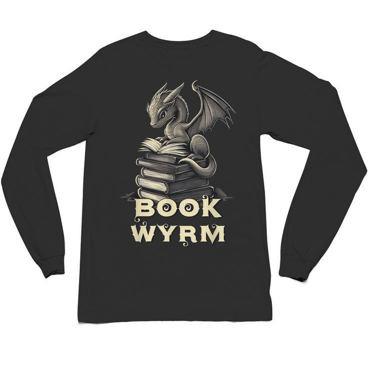 Bookwyrm Dragon Fantasy Bookish Fairytale Book Lover Unisex Long Sleeve T-Shirt